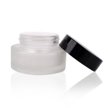 30g round frosted cosmetic skin care cream glass jars with black lid